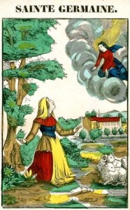 Extampe : Sainte germaine en oraison avec le ciel
