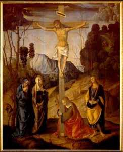 Récit de la mort et de la résurrection pour les enfants - Marco Palmezzano, Crucifixion 
