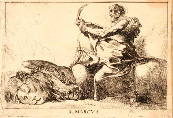 Gravure à colorier Saint Marc évangéliste et Lion