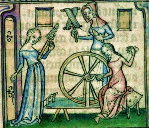 Faire son devoir d'état, comme Sainte Jeanne d'Arc - Enluminure Quenouille et Filage