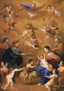 Histoire à lire en famille - La Sainte Famille visitée par sainte Elisabeth, Zacharie et saint Jean-Baptiste - Jacques Stella (1596-1657)