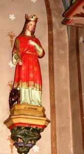 Statue sainte Catherine en platre - histoire pour les enfants du catéchisme