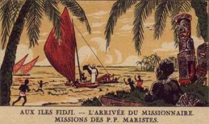 missionnaire arrivant dans les atolls du pacifique