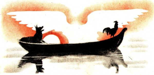 Le bateau de St Tropez, le coq, et le chien à l'aube