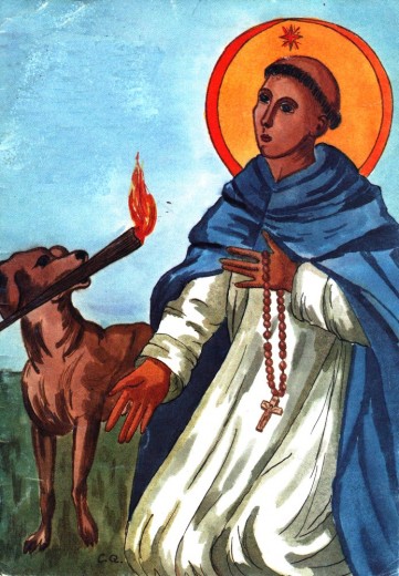 Saint Dominique - Chien portant une torche répandant le feu en Europe