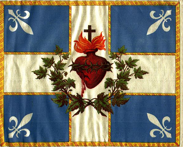 Drapeau du sacré Coeur des catholiques quebecois français