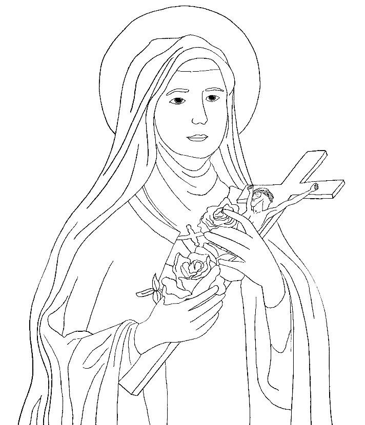 Coloriage pour les enfants du catéchisme : sainte Thérèse