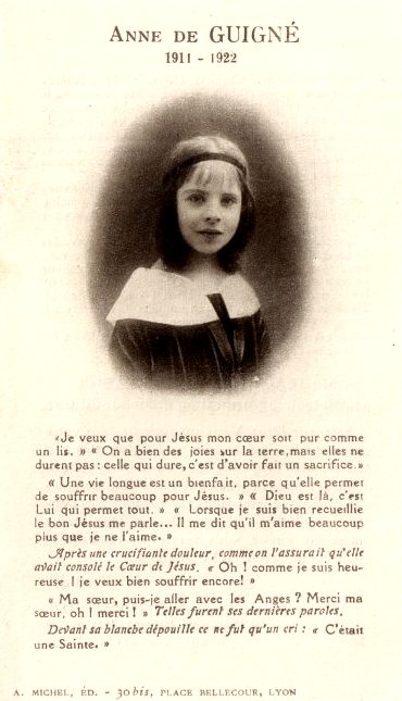 La Petite sainte Anne de Guigné, un modèle pour les enfants