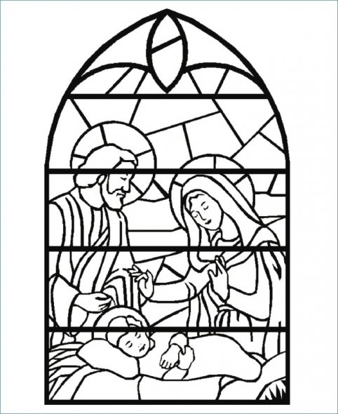 Coloriage Vitrail de la Crèche de Noel - Et maintenant une histoire