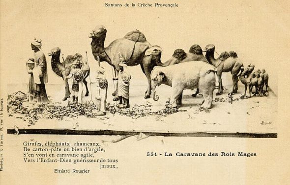 santons rois mages éléphants chameaux