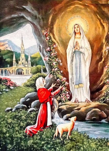 Apparition de la Sainte Vierge à Sainte Bernadette dans la grotte de Lourdes