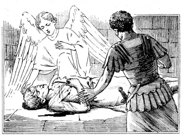 « Romain voit un ange essuyer le visage du martyr » 