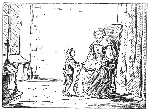 La grand-mère de Jean-Baptiste de La Salle lisant des vies de saints à l'enfant.