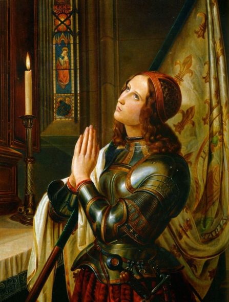 Jeanne d'Arc en prière dans une église de Chinon