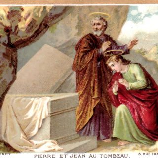 Les apôtres Pierre et Jean devant le tombeau vide à Pâques