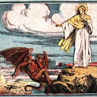 Jésus est tenté dans le désert par Satan