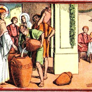 Aux noces de Cana, Jésus transforme l'eau en vin