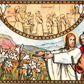 Jésus montre les lys des champs à ses Apôtres, pour leur inspirer la confiance en la Providence.