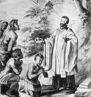 Histoire missionnaire - Saint François-Xavier baptisant des indigènes