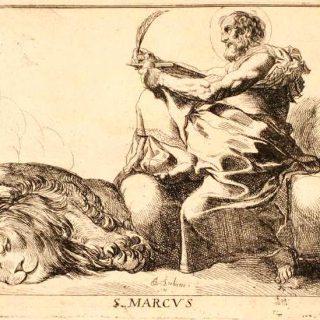 Gravure à colorier Saint Marc évangéliste et Lion