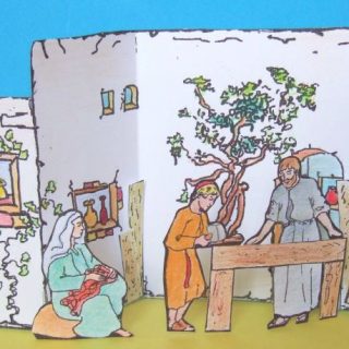Image de la maquette réalisée : Saint Joseph travaillant à Nazareth