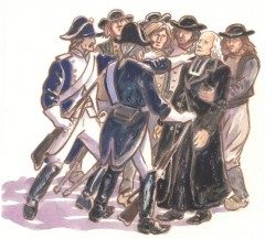 prêtre entouré de révolutionnaires