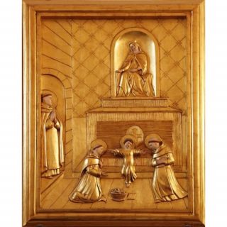 Père Bernard deux moinillons et l'Enfant-Jésus